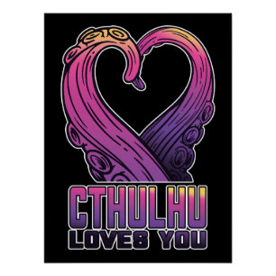 Cthulhu Loves You Tentacles Lovecraft Poster