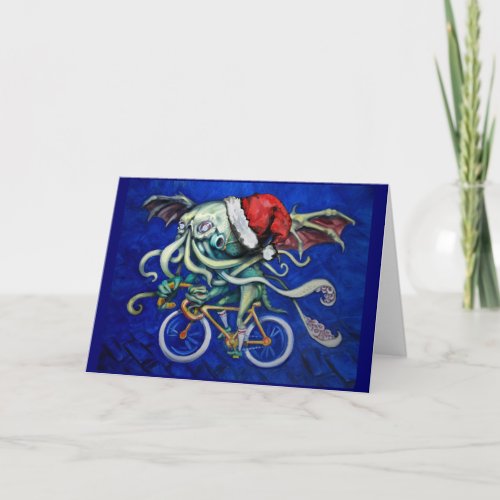 Cthulhu on a Bicycle Holiday Card