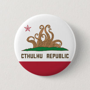 Cthulhu Republic California Flag Lovecraft Button