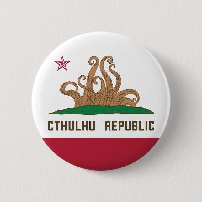 Cthulhu Republic California Flag Lovecraft Button (Front)