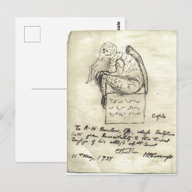Cthulhu sketch by Lovecraft Postcard (Front/Back)