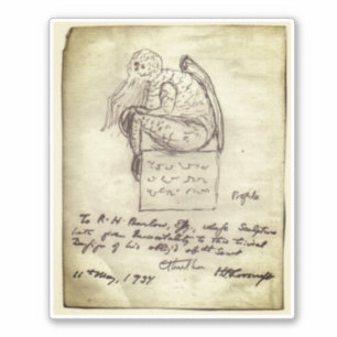 Cthulhu sketch by Lovecraft Sticker