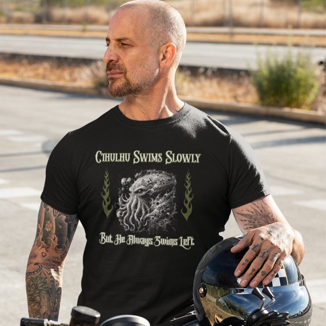 Cthulhu Swims Left Funny Politically Incorrect T-Shirt (Creator Uploaded)