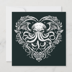 Cthulhu Valentine Lovecraft Horror Heart Shaped Card