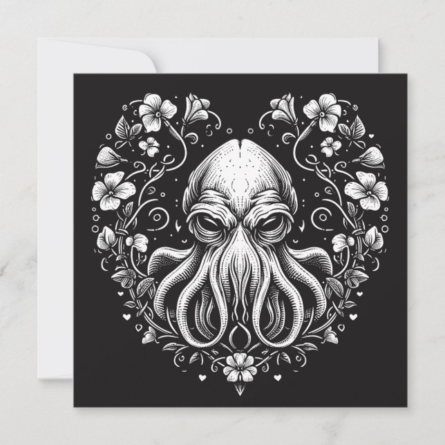 Cthulhu Valentine Lovecraft Horror Heart Shaped Card (Front)