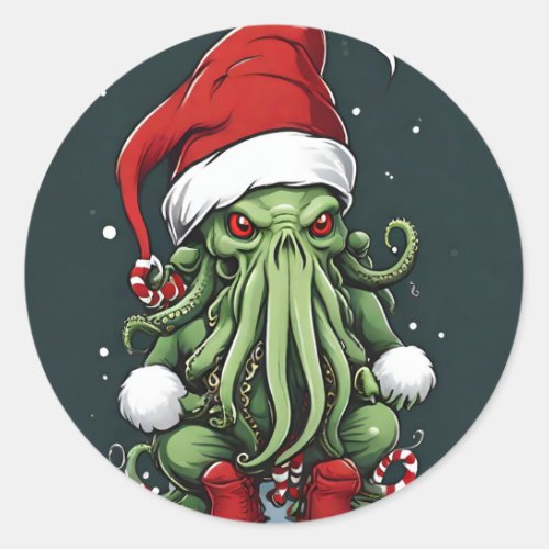 Cthulhus Yuletide Reign A Terrifying Christmas Classic Round Sticker