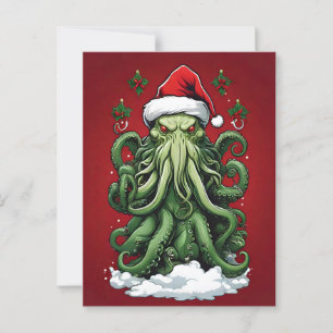 Cthulhu's Yuletide Reign: A Terrifying Christmas Postcard