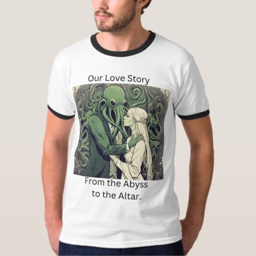  Cthulu and His Bride Lovecraftian Mens Ringer  T_Shirt