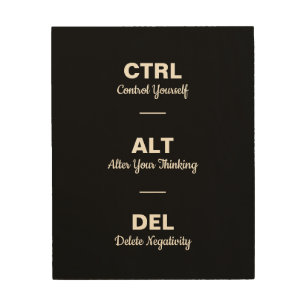 Ctrl Alt Del Motivational Sayings Quote Wood Wall Art