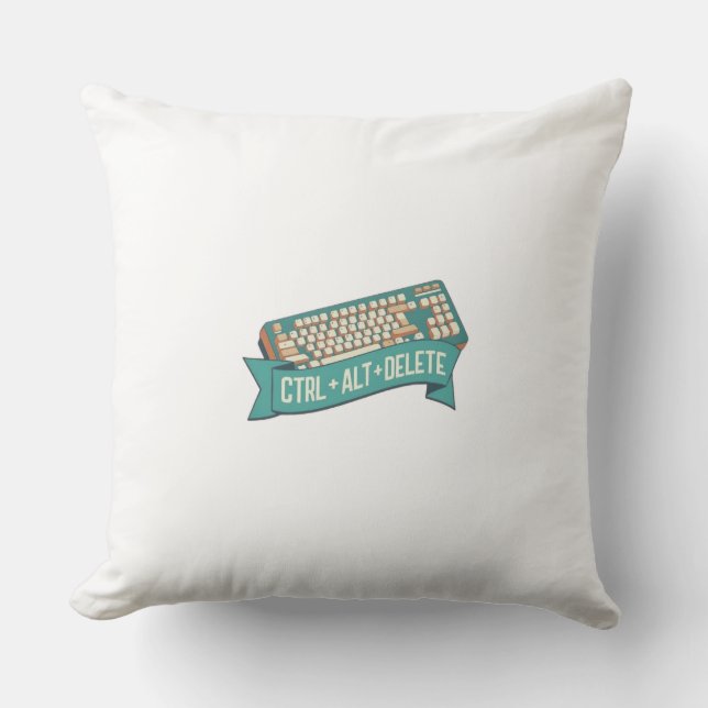 CTRL+ALT+DELETE Computer Tech Humor Throw Pillow (Front)