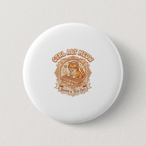 Ctrl Alt Meow Cat Gamer Tech Vintage Vector Art Sh Button