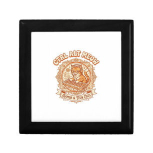 Ctrl Alt Meow Cat Gamer Tech Vintage Vector Art Sh Gift Box