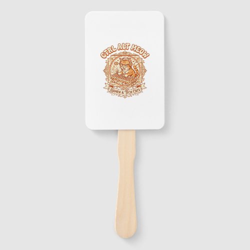 Ctrl Alt Meow Cat Gamer Tech Vintage Vector Art Sh Hand Fan