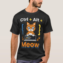 Ctrl Alt Meow Programmer Cat Coding Geek T-Shirt