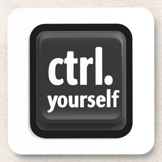 “Ctrl Yourself” Key Illustration – Minimalist Moti Beverage Coaster (Front)