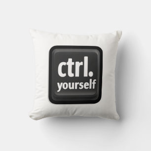 “Ctrl Yourself” Key Illustration – Minimalist Moti Throw Pillow