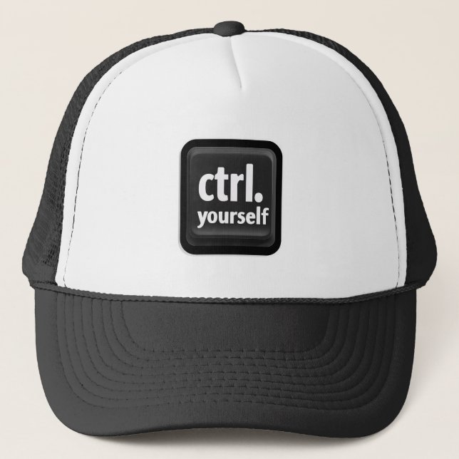 “Ctrl Yourself” Key Illustration – Minimalist Moti Trucker Hat (Front)