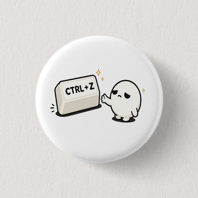 Ctrl Z Undo Mistakes - Funny Tech Cute Character Button (Front)