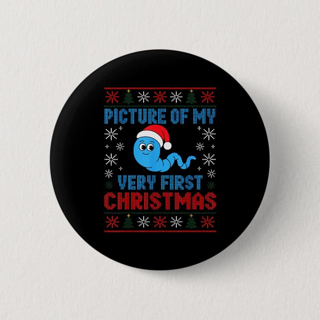 Cture Of My Very First Christmas Joke Funny Xmas H Button (Front)