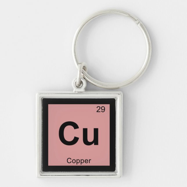 Cu - Copper Chemistry Periodic Table Symbol Keychain (Front)