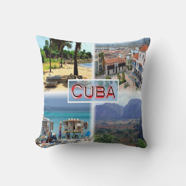 CU Varadero Beach - Santiago de Cuba - Vinales Throw Pillow (Front)