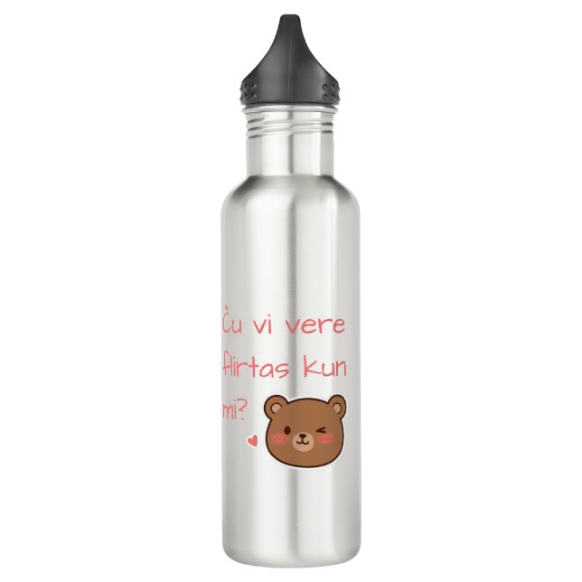 Ĉu vi vere flirtas kun mi? stainless steel water bottle (Left)