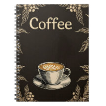 Cuaderno Coffee Latte Cup with Leaves and Cherries