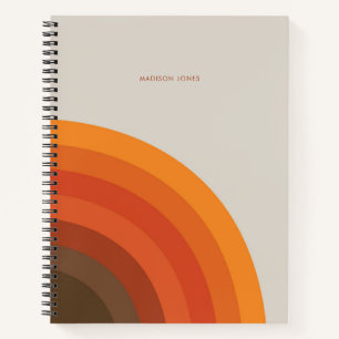 Cuaderno Coloridas rayas retro Naranja Golden Brown de los