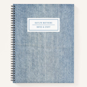 Cuaderno Denim de lavado ligero moderno Jeans Textura Nombr