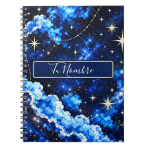 Cuaderno personalizado | Cielo estrellado azul y l
