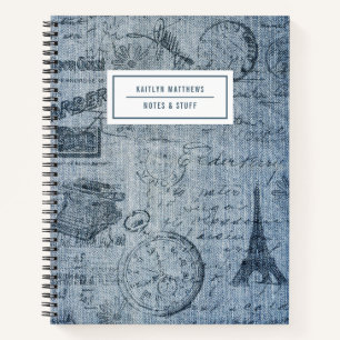 Cuaderno Portátil Denim Eiffel nombre Torre