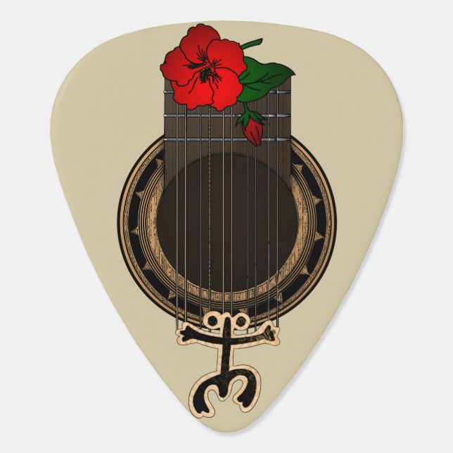 Cuatro Coqui Taino Puerto Rico Flower Guitar Pick (Back)
