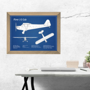 Cub Airplane - Airplane Blueprint Plans ABD Photo Print