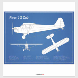 Cub Airplane - Airplane Blueprint Plans ABD Sticker