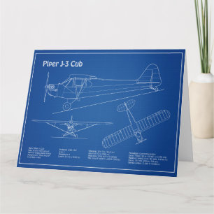 Cub Airplane - Airplane Blueprint Plans AD Thank You Card