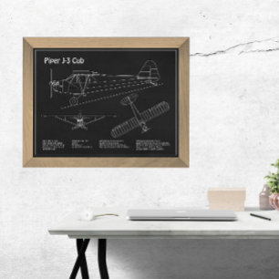 Cub Airplane - Airplane Blueprint Plans PD Photo Print
