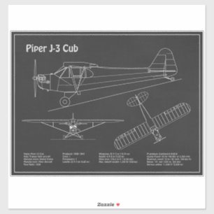 Cub Airplane - Airplane Blueprint Plans PD Sticker