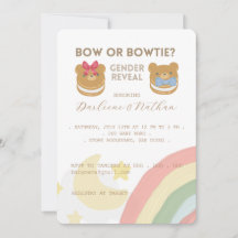 Cub baby bear, Bow or Bowtie, Gender Reveal Party