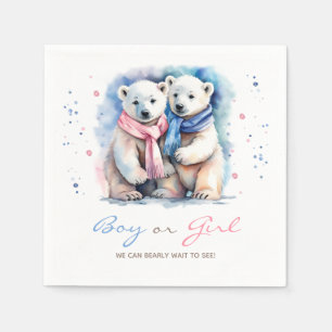 Cub Bear Polar Bear Winter Fall Gender Reveal Napkins