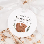 Cub Bear Thank You Beary Much Boy Birthday Favor Tags<br><div class="desc">Cute woodland theme boy's birthday party favor tag featuring illustration of a cub bear being playful with greenery leaves on the sides. The text says "thank you beary much for coming to my party."</div>