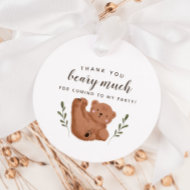 Cub Bear Thank You Beary Much Boy Birthday Favor Tags