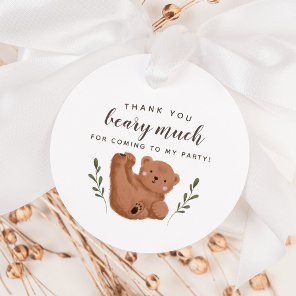 Cub Bear Thank You Beary Much Boy Birthday Favor Tags