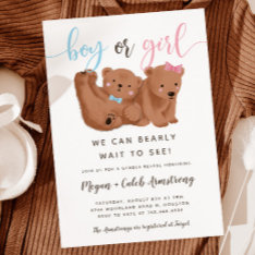 Cub Bear Theme Gender Reveal Party Invitation at Zazzle