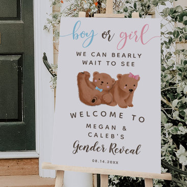 Cub Bear Theme Gender Reveal Party Welcome Sign