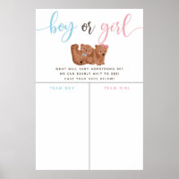 Cub Bear Theme Gender Reveal Voting Sign