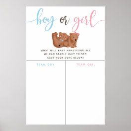 Cub Bear Theme Gender Reveal Voting Sign