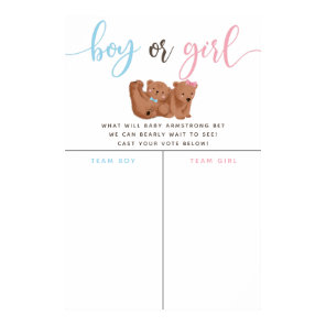 Cub Bear Theme Gender Reveal Voting Sign