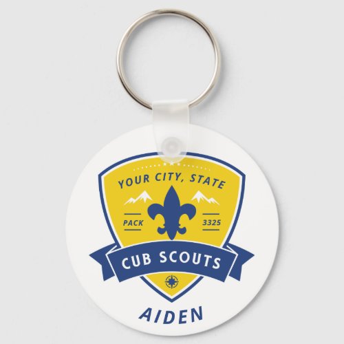 Cub Scouts Badge Blue Gold Personalized Keychain
