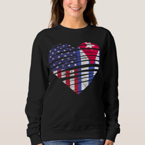 Cuba American Grown Heart USA Patriot Heritage Mon Sweatshirt