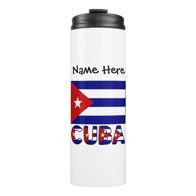 Cuba and Cuban Flag Dark Blue Personalized  Thermal Tumbler (Front)